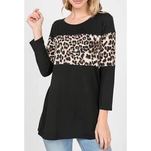 Chic Soul Black Tunic top with Leopard Print, size 2xl
